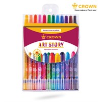 Карандаши восковые Crown "ArtStory", 12цв., выкручивающийся стержень, ПВХ, европодвес TP-1200