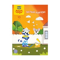 Картон белый А4, Мульти-Пульти, 10л., немелованный, в папке, "Приключения Енота" КБ10н_31560